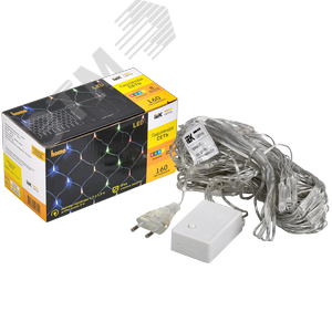 Гирлянда Сеть 1,5х1,5 м 160 светодиодов RGB IP20 прозрачный шнур 3 м 230 В контроллер 8 сцен LIGHTING - фото 3