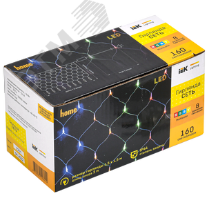Гирлянда Сеть 1,5х1,5 м 160 светодиодов RGB IP20 прозрачный шнур 3 м 230 В контроллер 8 сцен LIGHTING - фото 2
