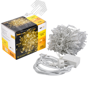 Гирлянда нить 20 м 200 светодиодов теплый белый свет IP44 прозрачный шнур 3 м 230 В контроллер 8 сцен LIGHTING - фото 3