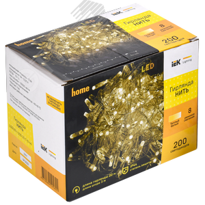 Гирлянда нить 20 м 200 светодиодов теплый белый свет IP44 прозрачный шнур 3 м 230 В контроллер 8 сцен LIGHTING - фото 2