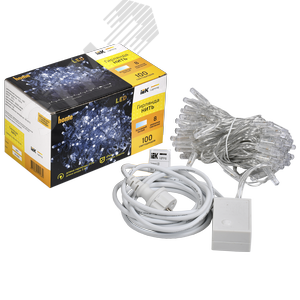 Гирлянда нить 10 м 100 светодиодов белый свет IP44 прозрачный шнур 3 м 230 В контроллер 8 сцен LIGHTING - фото 3