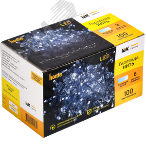 Гирлянда нить 10 м 100 светодиодов белый свет IP44 прозрачный шнур 3 м 230 В контроллер 8 сцен LIGHTING - фото 2