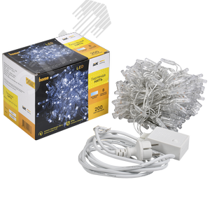 Гирлянда нить 20 м 200 светодиодов белый свет IP44 прозрачный шнур 3 м 230 В контроллер 8 сцен LIGHTING - фото 3