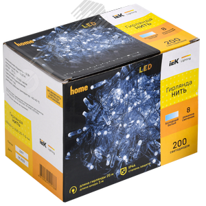 Гирлянда нить 20 м 200 светодиодов белый свет IP44 прозрачный шнур 3 м 230 В контроллер 8 сцен LIGHTING - фото 2