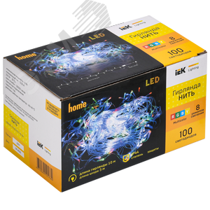 Гирлянда нить 10 м 100 светодиодов RGB свет IP44 прозрачный шнур 3 м 230 В контроллер 8 сцен LIGHTING - фото 2