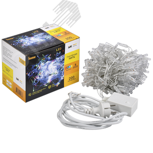 Гирлянда нить 20 м 200 светодиодов RGB свет IP44 прозрачный шнур 3 м 230 В контроллер 8 сцен LIGHTING - фото 3