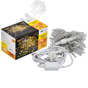 Гирлянда нить 10 м 100 светодиодов теплый белый свет IP44 прозрачный шнур 3 м 230 В мерцание транзит LIGHTING - фото 3