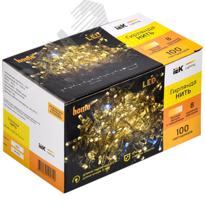 Гирлянда нить 10 м 100 светодиодов теплый белый свет IP44 прозрачный шнур 3 м 230 В мерцание транзит LIGHTING - фото 2