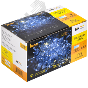 Гирлянда нить 10 м 100 светодиодов белый свет IP44 прозрачный шнур 3 м 230 В мерцание транзит LIGHTING - фото 2