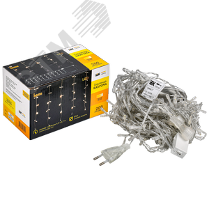 Гирлянда бахрома 4,5х0,7 м 200 светодиодов теплый белый свет IP44 прозрачный шнур 3 м 230 В мерцание транзит LIGHTING - фото 3