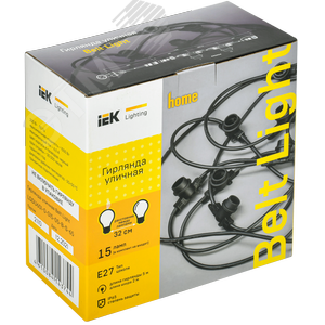 Гирлянда Белт-Лайт 5 м 15 патронов E27 без ламп IP65 черный шнур 2 м 230 В транзит LIGHTING - фото 2