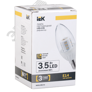 Лампа светодиодная LED 3.5вт E14 теплый свеча LL-C35-4-230-27-E14-CL IEK