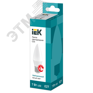 Лампа светодиодная C35 свеча 7Вт 230В 4000К E27 - фото 3