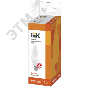 Лампа светодиодная C35 свеча 9Вт 230В 3000К E14 - фото 3