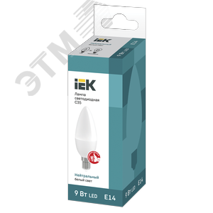 Лампа светодиодная C35 свеча 9Вт 230В 4000К E27 - фото 3