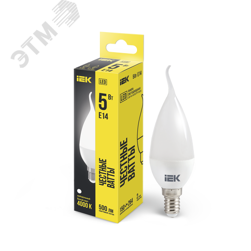 Изображение товара Лампа светодиодная CB35 свеча на ветру 5Вт 230В 4000К E14 (шт)