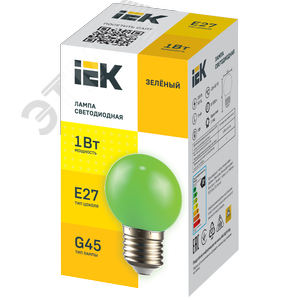 Лампа LIGHTING светодиодная декоративная G45 шар 1Вт 230В зеленый E27 - фото 2