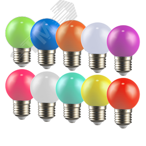 Набор ламп LIGHTING светодиодных декоративных G45 шар 1Вт 230В MIX E27 10 шт - фото 3