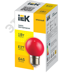 Лампа LIGHTING светодиодная декоративная G45 шар 1Вт 230В красный E27 - фото 2