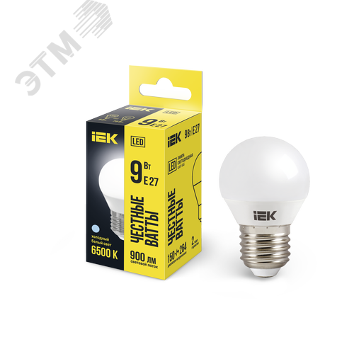 Лампа светодиодная G45 шар 9Вт 230В 6500К E27 - фото 1