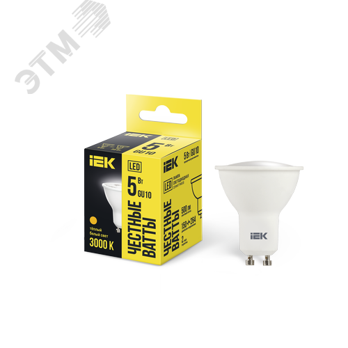 Изображение товара Лампа светодиодная PAR16 софит 5Вт 230В 3000К GU10 (шт)