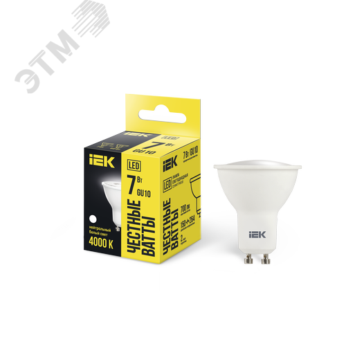 Изображение товара Лампа светодиодная PAR16 софит 7Вт 230В 4000К GU10 (шт)