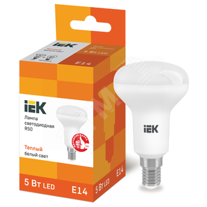 Лампа светодиодная LED рефлекторная 5вт E14 R50 тепло-белый ECO