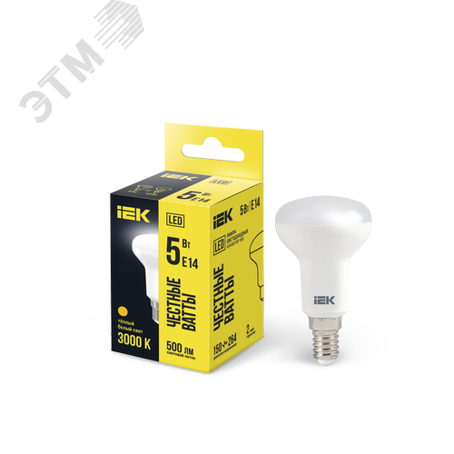 Изображение товара Лампа светодиодная R50 рефлектор 5Вт 230В 3000К E14 (шт)