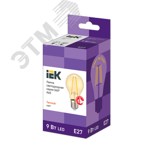 Лампа светодиодная A60 груша золото 9Вт 230В 2700К E27 серия 360 град - фото 3