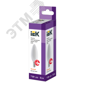 Лампа светодиодная C35 свеча матовая 7Вт 230В 3000К E14 серия 360 град - фото 3