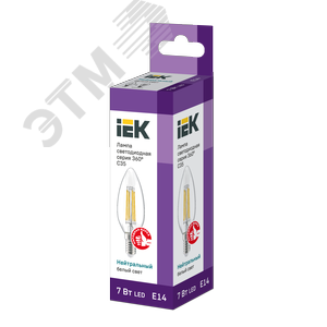 Лампа светодиодная C35 свеча прозрачная 7Вт 230В 4000К E14 серия 360 град - фото 3
