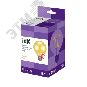 Лампа светодиодная G95 шар золото 8Вт 230В 2700К E27 серия 360 град - фото 3