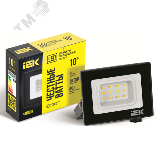 Изображение товара Прожектор СДО 06-10 светодиодный черный IP65 4000K (шт)