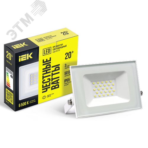 Изображение товара Прожектор светодиодный СДО 06-20 IP65 6500K белый (шт)