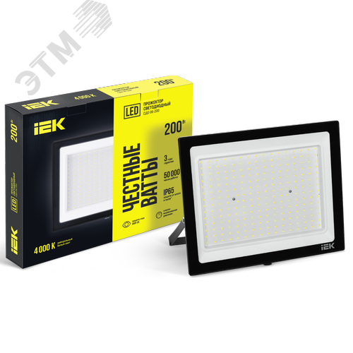 Изображение товара Прожектор светодиодный СДО 06-200 IP65 4000К черный IEK (шт)