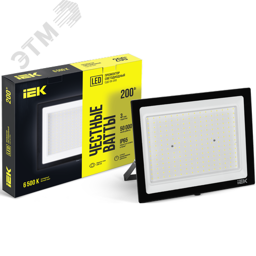Изображение товара Прожектор СДО 06-200 светодиодный черный IP65 6500K (шт)