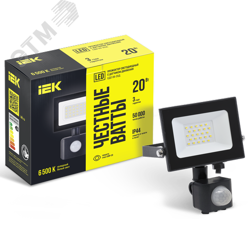Изображение товара Прожектор СДО 06-20Д светодиодный черный с ДД IP54 6500K (шт)
