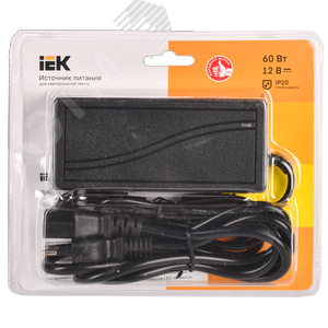 Драйвер LED ИПСН 60Вт 12 В сетевая вилка-блок -JacK 5,5 мм IP20 -eco - фото 2