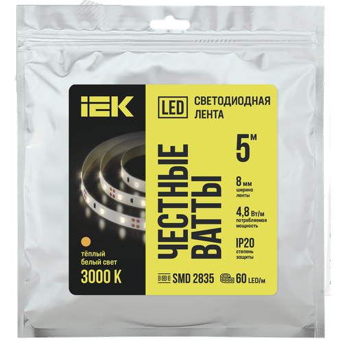 Изображение товара Лента светодиодная 5 м LSR-2835WW60-4,8-IP20-12В (шт)