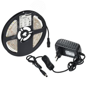 Изображение товара Комплект светодиодной подсветки ''Сделай сам'' (лента LED 5м LSR-2835WW60-4,8-IP65-12В + драйвер + выключатель) (шт)