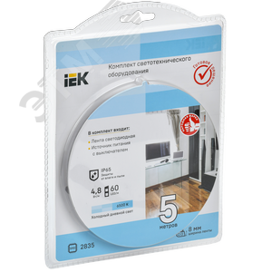 Комплект светодиодной лента 12В IP65 8Вт/м 24В IP20 60LED/м - фото 2