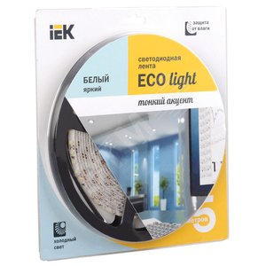 Лента светодиодная LEDх120/м 5м 9.6w/m 12в IP65 холодный eco
