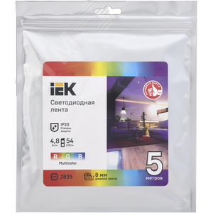Лента светодиодная 5м LSR-2835RGB54 4,8Вт/м 12В RGB IP20 54LED/м - фото 3