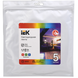 Лента светодиодная 5м LSR-2835RGB54 4,8Вт/м 12В RGB IP65 54LED/м - фото 3