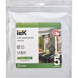 Лента светодиодная 5м LSR-2835G60 4,8Вт/м 12В IP20 60LED/м - фото 3