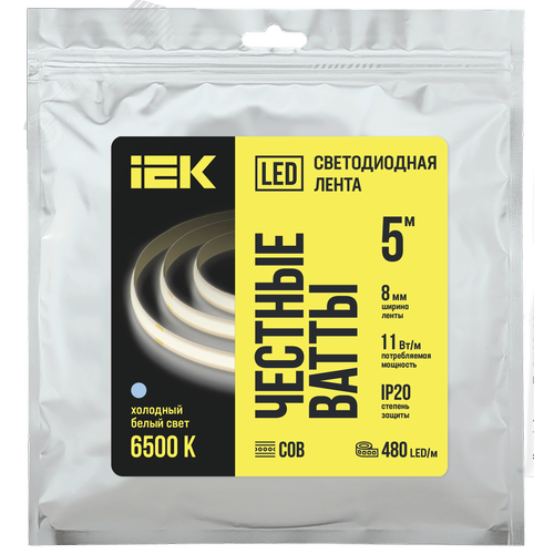 Изображение товара Лента LED 5м COB-480LED 11Вт/м IP20 8мм 24В 6500К (шт)