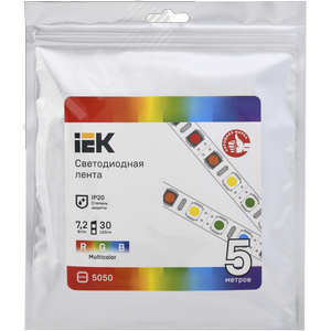 Лента светодиодная 5м LSR-5050RGB30 7,2Вт/м 12В RGB IP20 30LED/м - фото 3