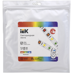 Лента светодиодная 5м LSR-5050RGB30 7,2Вт/м 12В RGB IP65 30LED/м - фото 3
