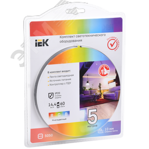 Комплект светодиодной ленты 5м LSR-5050RGB60 14,4Вт/м 12В RGB IP20 60LED/м - фото 2
