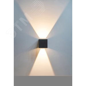 Светильник уличный декоративный для наружного освещения светодиодный квадрат вверх/вниз 5111 настенный 6Вт 4000К IP65 черный I - фото 2